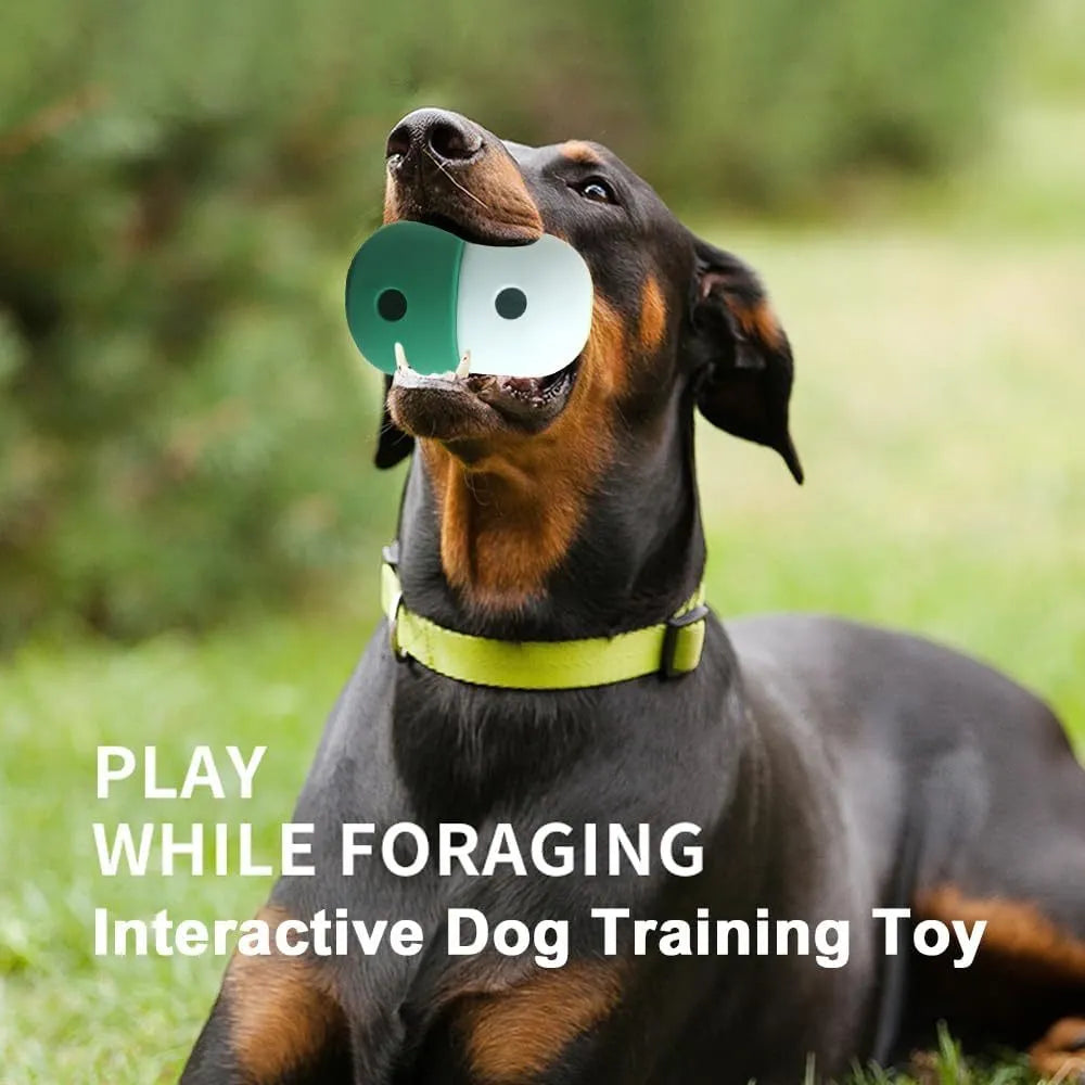 Food grade silicone dog treat puzzle toy in yellow with green colour for small medium dogs