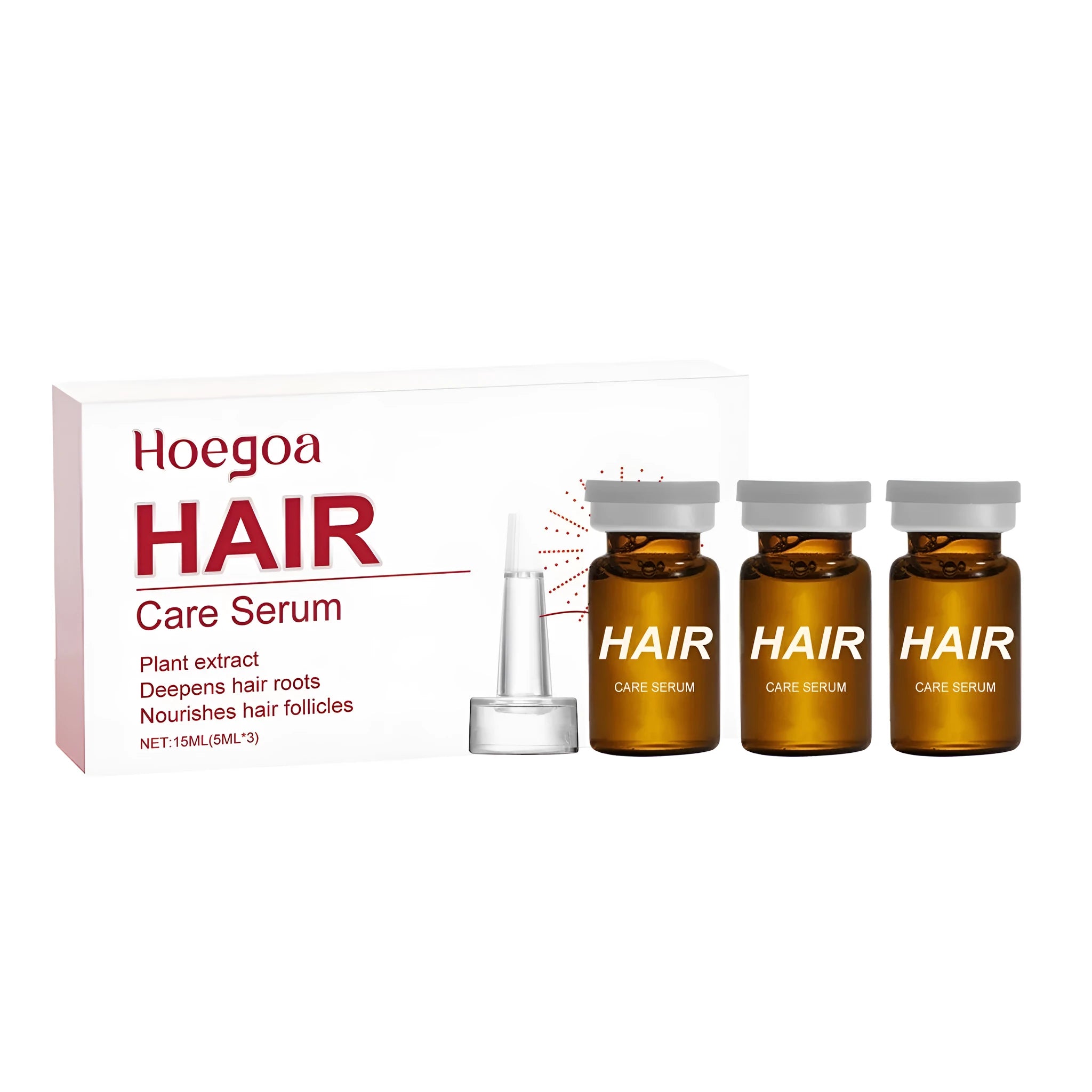 Three small 5ml bottles of nourishing hair root liquid with ginger and rosemary oil for scalp treatment