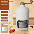 White manual ice crusher with plastic body and ABS stainless steel blades for shaved ice