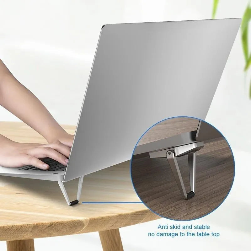 Aluminium alloy folding laptop cooling bracket with 3M adhesive in silver and white colours
