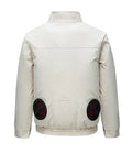 Men's black and white lightweight summer jacket with ventilation holes for outdoor cooling.