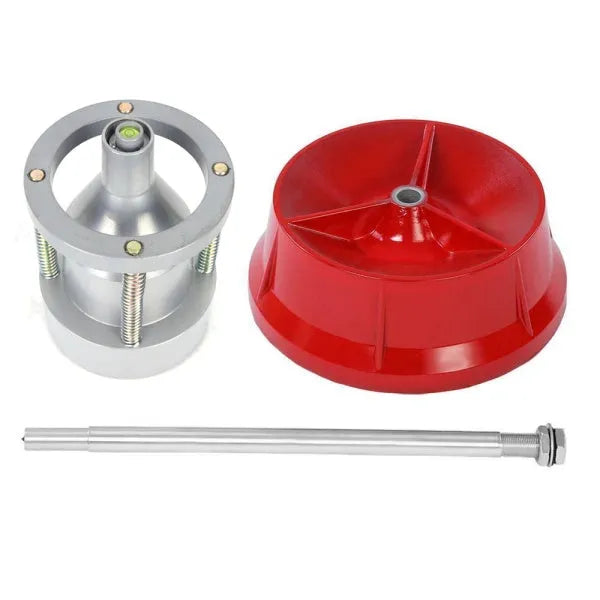 Portable wheel balancer with bull's eye level and aluminium head for 1-1/2" to 4" hubs