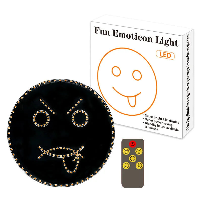 Car rear window LED expression light black with 145 orange LED beads showing smiley face pattern