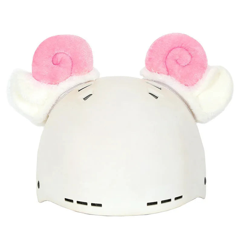 A plush fabric helmet cover with cartoon character ears, shown in size M for bicycle or motorbike use.