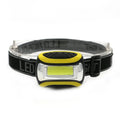 Yellow plastic three-speed COB headlamp for outdoor night riding and mountaineering.