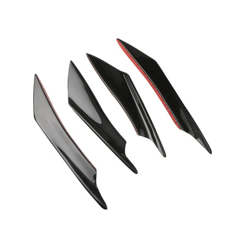 Four-piece carbon fibre pattern bumper blade kit for automotive installation