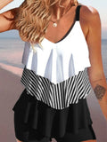 Women's backless ruffle bikini swimsuit with spaghetti straps in multiple colour options