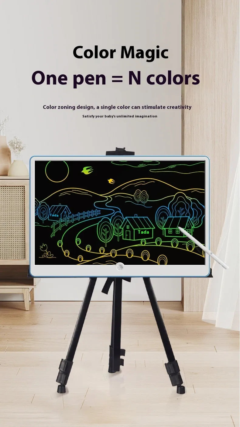 19-inch rechargeable LCD children's drawing board with stylus in blue and white colour