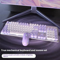 Purple and white mechanical keyboard and mouse set with backlight illumination