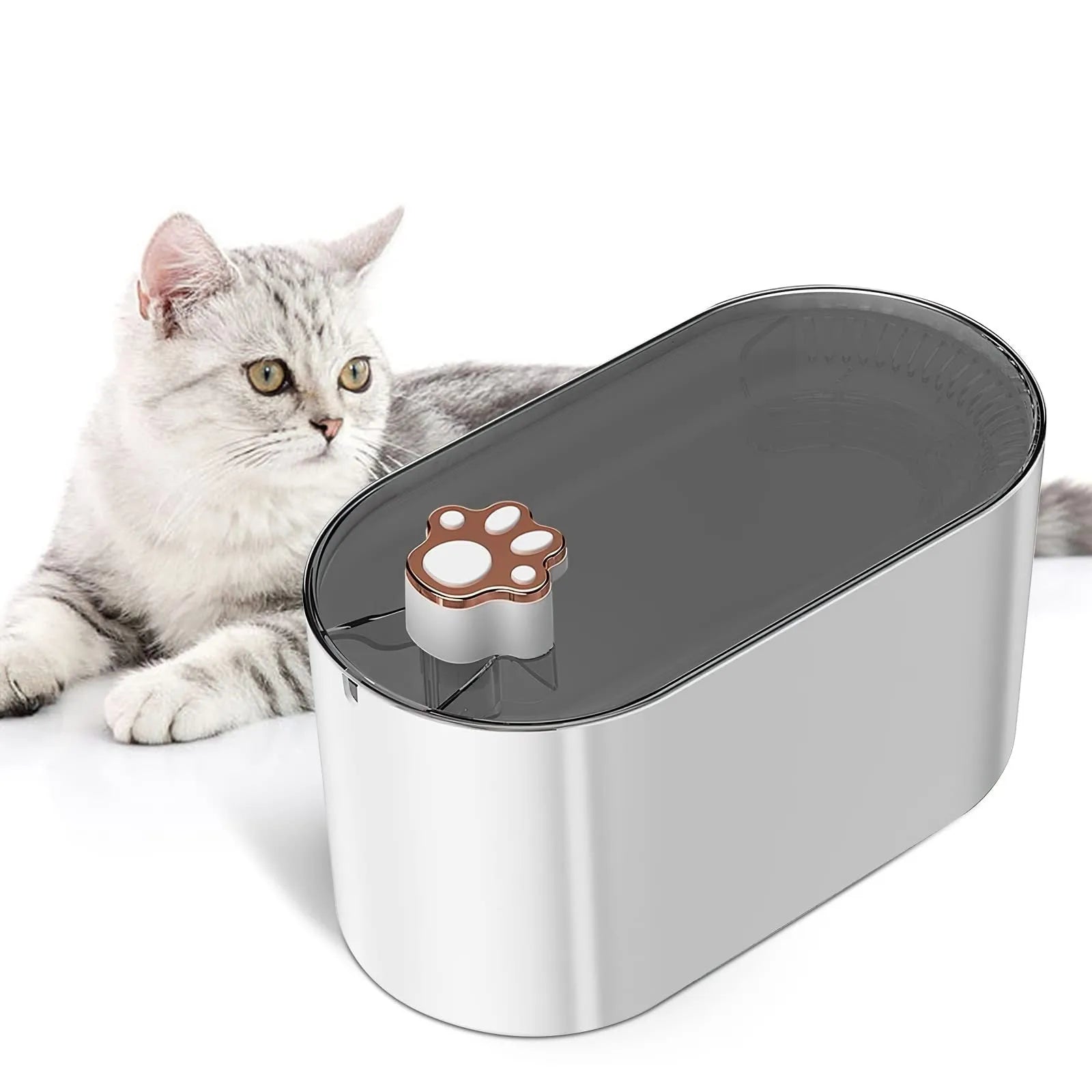 Berlin blue automatic pet water fountain with 3L capacity, filter cartridge, and LED indicator light