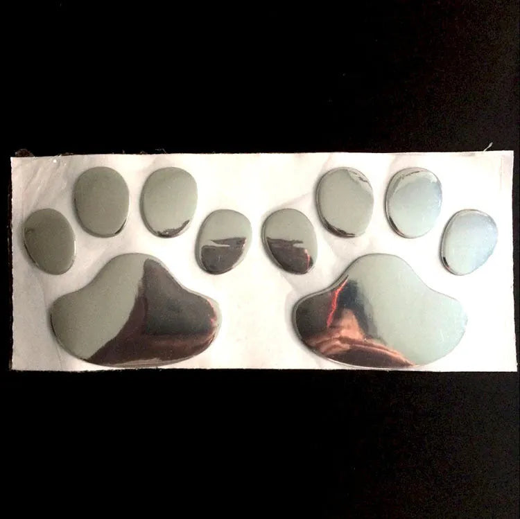 7cm long PVC car sticker with footprint design for bumper application in red, silver, gold or black colours