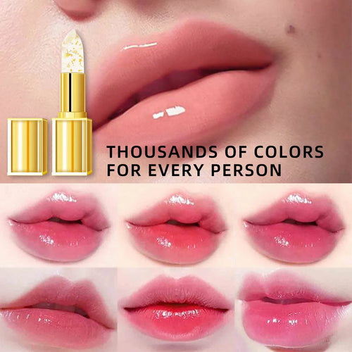 Gold packaged anti-smudge colour-changing lipstick tube with 3.5g gilding warm lip gloss