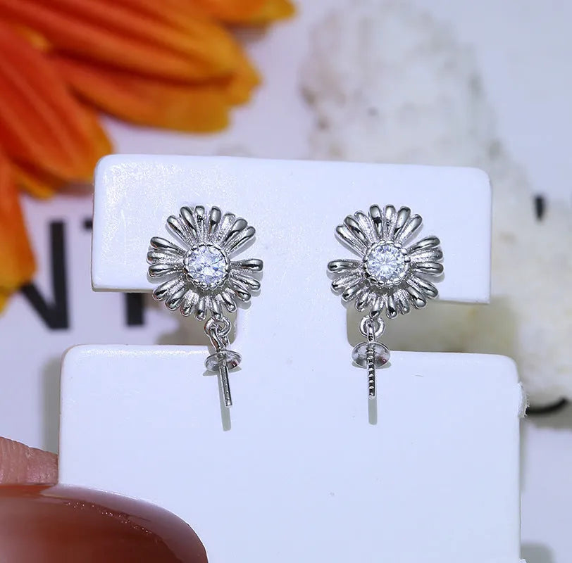 S925 sterling silver baroque flower earrings with matching ring holder in silver and gold options