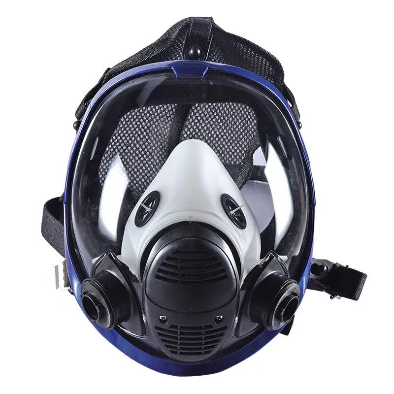 Spherical full-face gas mask with silicone trapezoidal canister and KN95 filtration for dust and gas protection