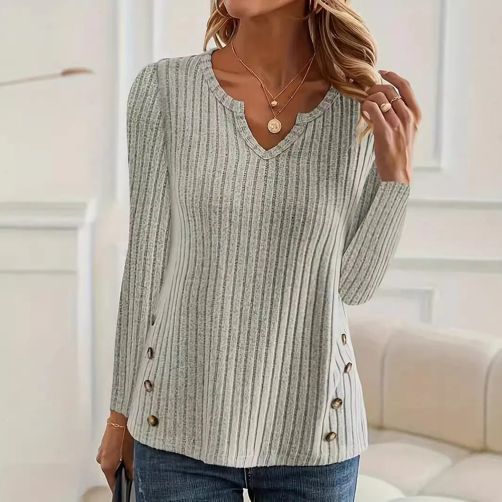 Men's grey green casual knitted button-front pullover sweater on a hanger
