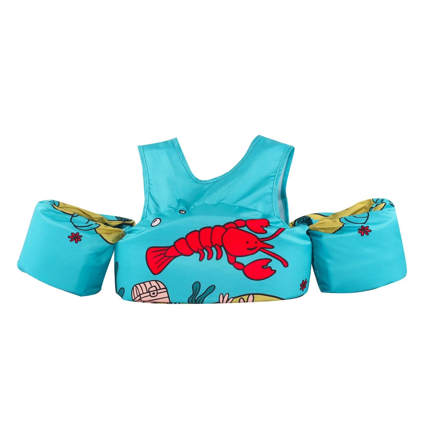 Cartoon children's swimming arm bands with lengthened arm ring design in various patterns including watermelon pineapple and blue crab