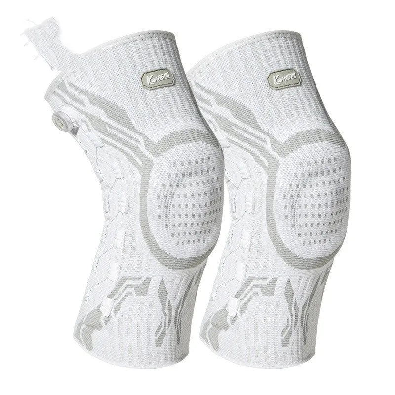 Professional grey-white sports knee pads for basketball, running, football, and badminton in M, L, XL sizes