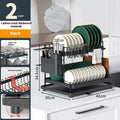 White double-layer steel wire storage rack with removable draining section