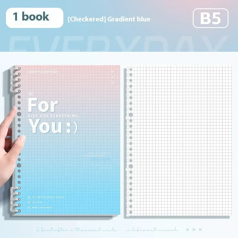 Gradient colour removable coil notebook with PP cover in blue, pink, green and purple options