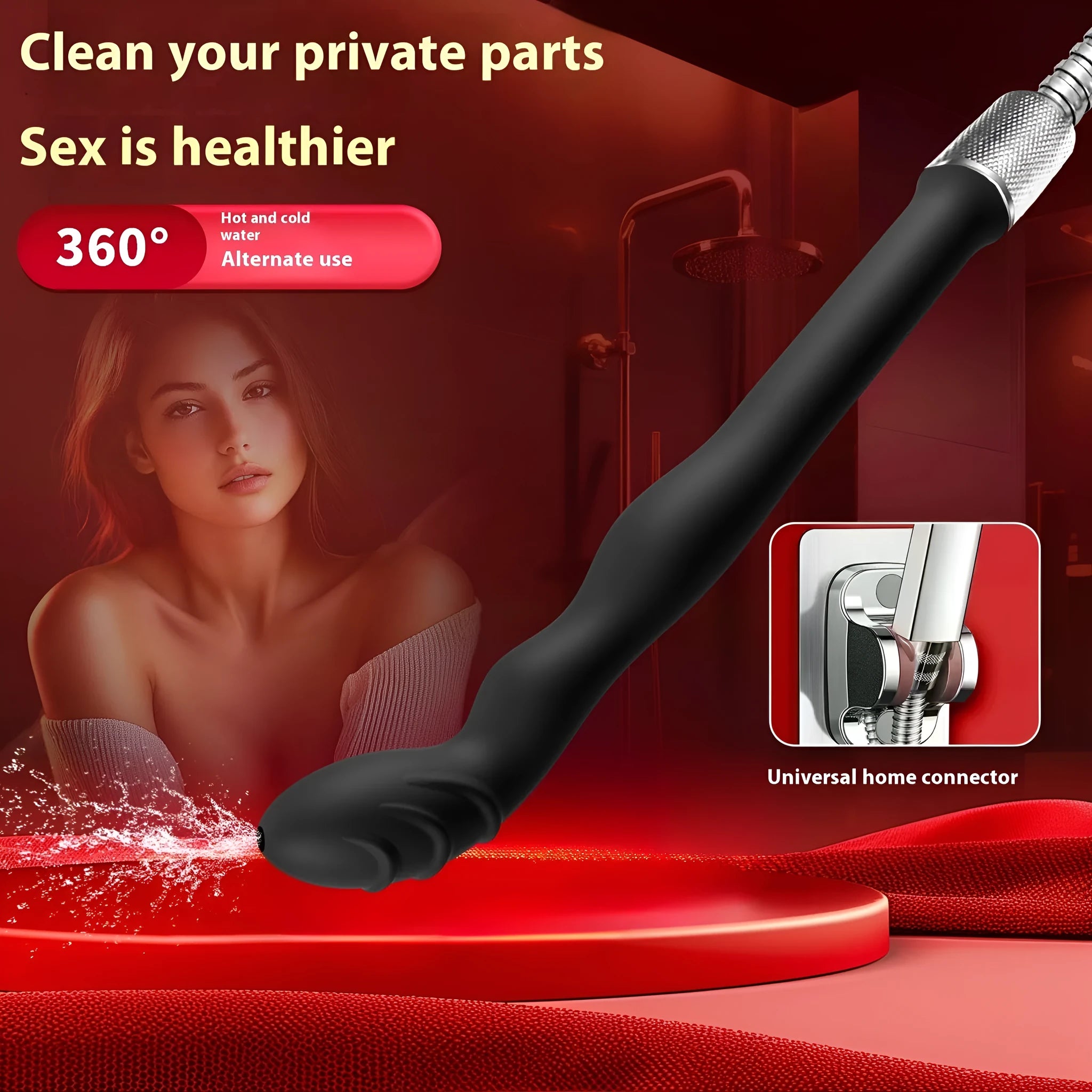 Black silicone enema hosepipe flusher with sausage filler design