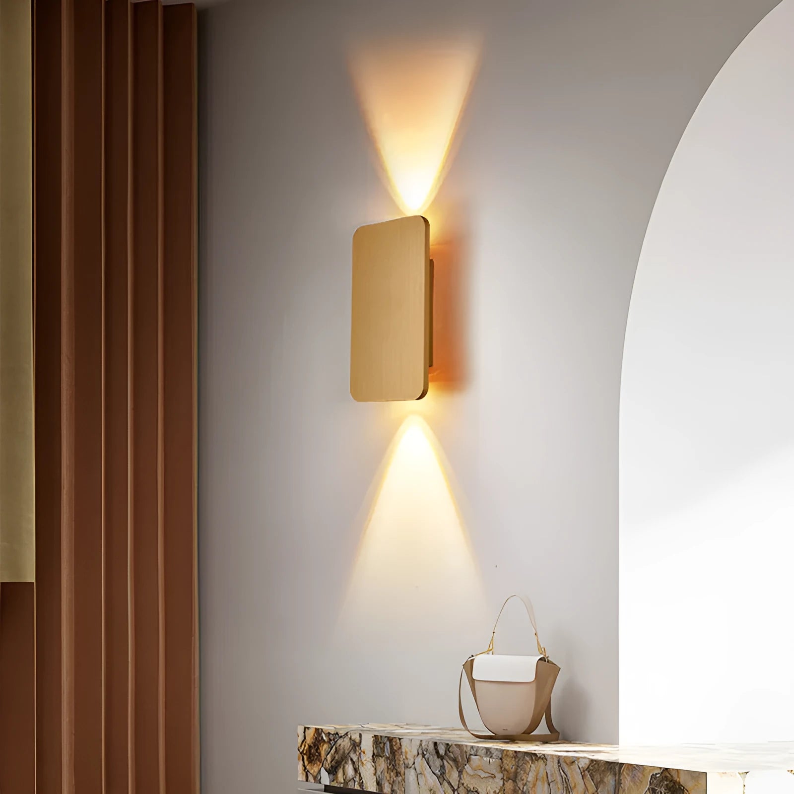 Modern minimalist LED wall lamp in black finish with three light colour options