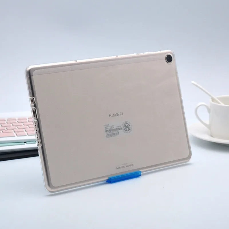 Clear white ultra-thin silicone tablet protective case showing minimalist design