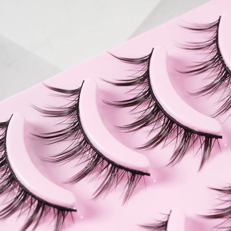 Set of natural wispy false eyelashes styles 007, 008, 009 for manga and Korean makeup.