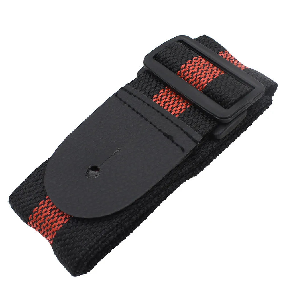 Woven cotton guitar strap with stripe pattern in five colour choices for guitar, bass and ukulele