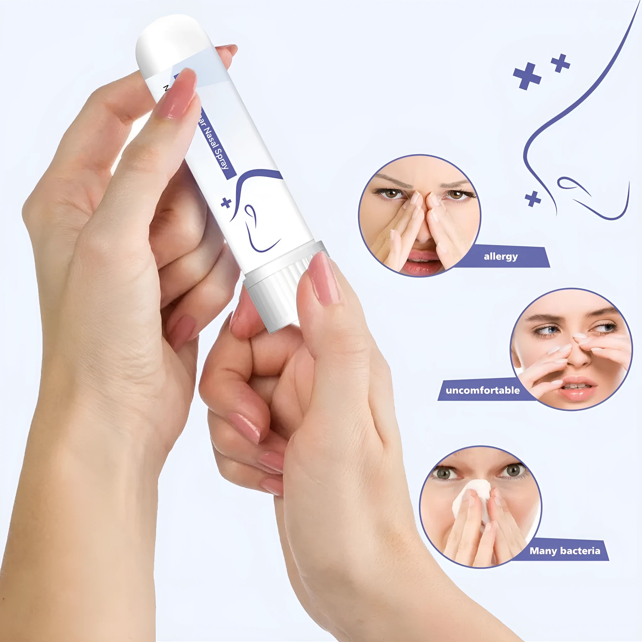 Family nasal drain plunger care device with 1G net content for home nasal suction applications