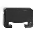 Black plastic car tray desk measuring 42cm by 28cm on a car seat