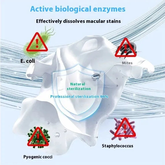 Biological enzyme bubble powder laundry detergent bottle for down jackets, wool, and cotton linen fabrics