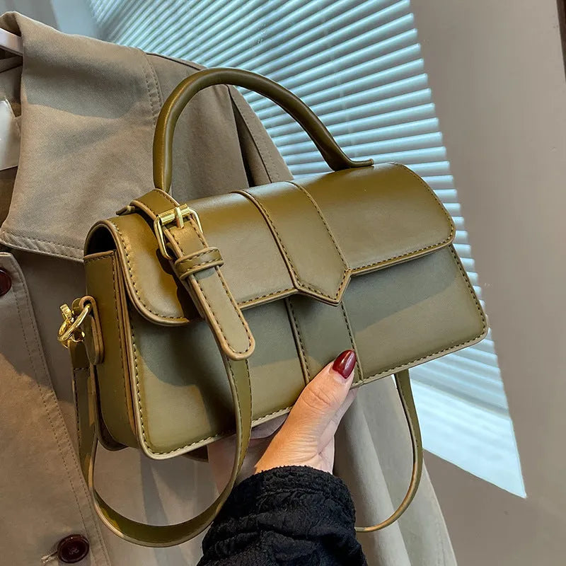 Women's PU messenger bag with file compartment in beige, brown, green, black colours