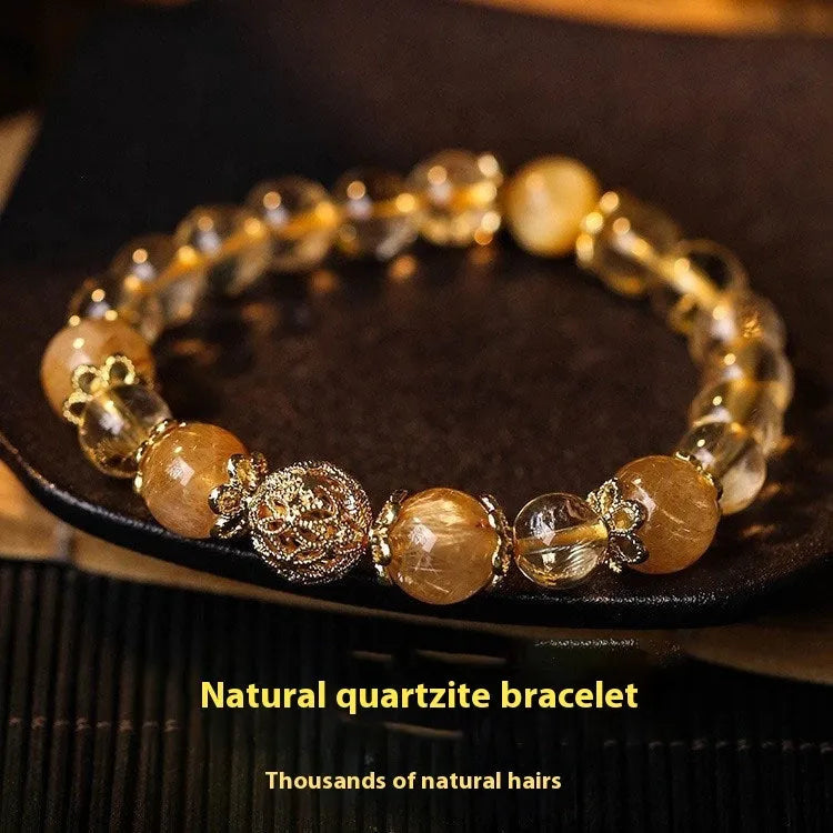 Women's citrine lucky bracelet in artificial crystal with retro styling and electroplated finish