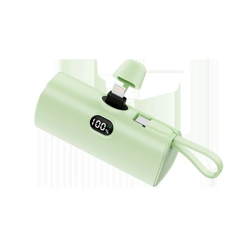 Capsule-shaped wireless power bank with digital display in five colour options