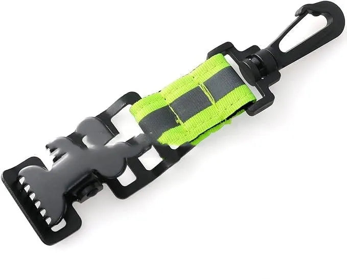 Fluorescent green fireman gloves safety clamp with metal buckle and reflective tape
