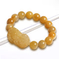 Personalised Money Jade Bracelet carved from Golden Thread Jinsi Jade, showing large and small size options.