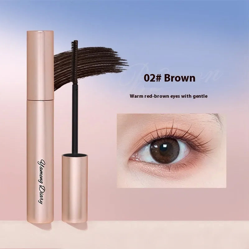 Mascara tube with applicator for long curling lashes in black or brown options