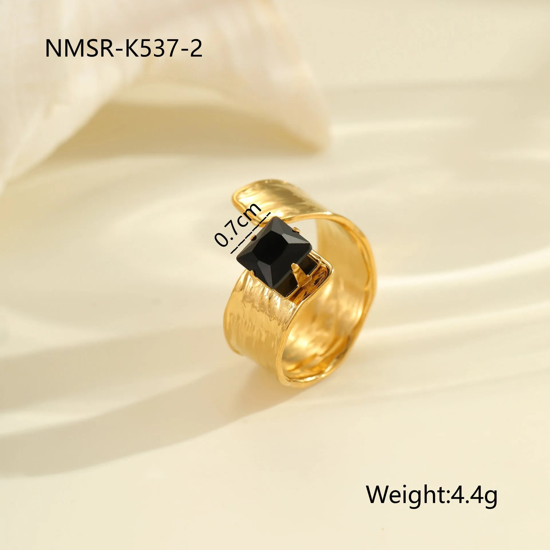 Geometric open mouth women's ring with zircon inlay made from silver-toned electroplated stainless steel.