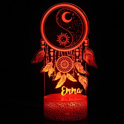 3D cartoon style LED night lamp with USB power cable and touch control base on bedside table