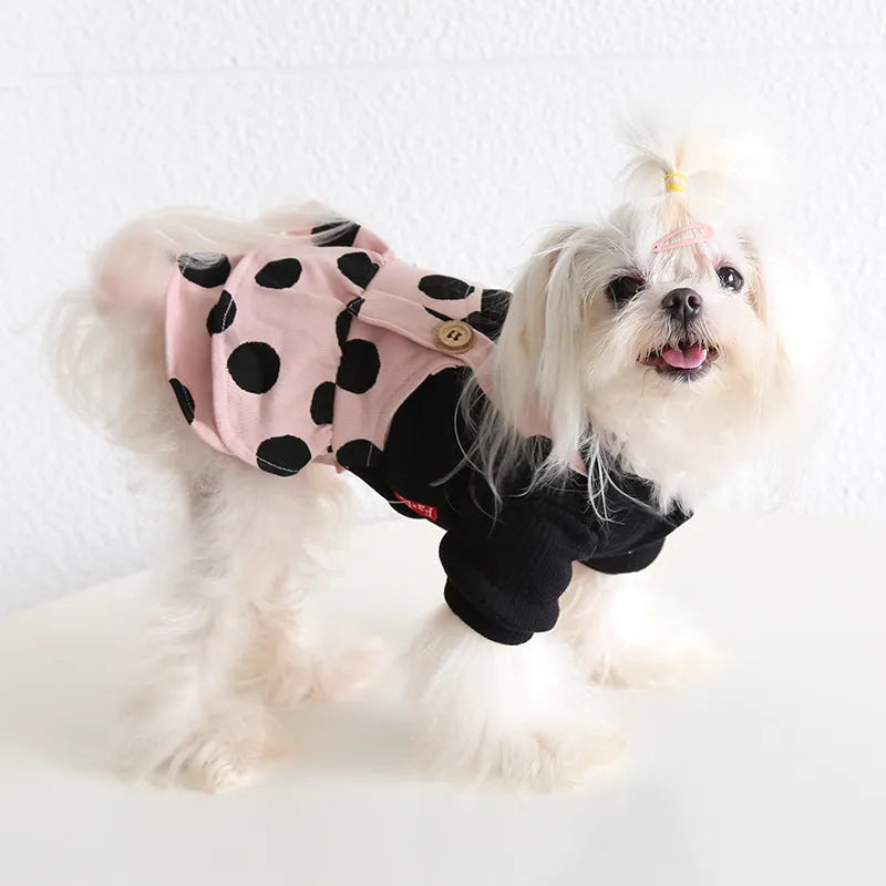 Pet couple clothes with lapel shoulder strap design for dogs in XS to XL sizes