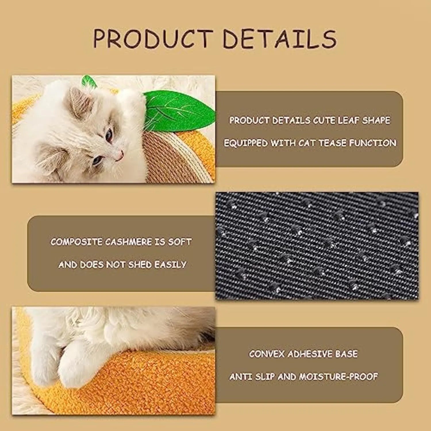 Yellow round sisal cat scratching board with slightly concave centre serving as cat bed