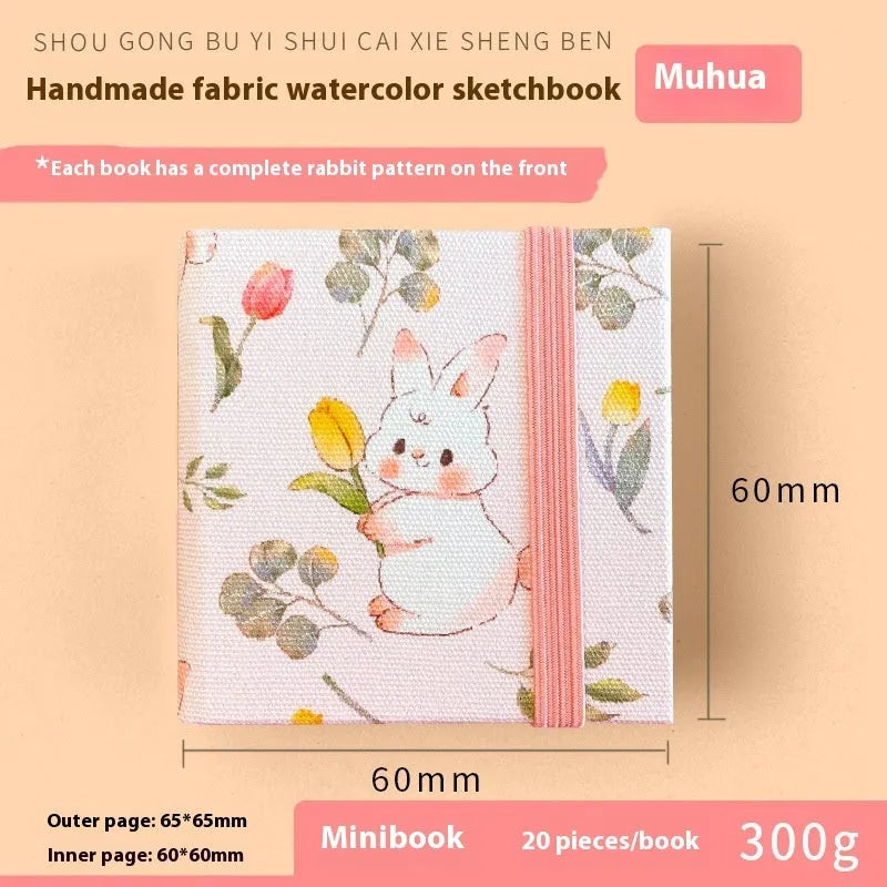 Feiluniao handmade fabric watercolour notebook with artistic cover design, 185mm length for portable sketching