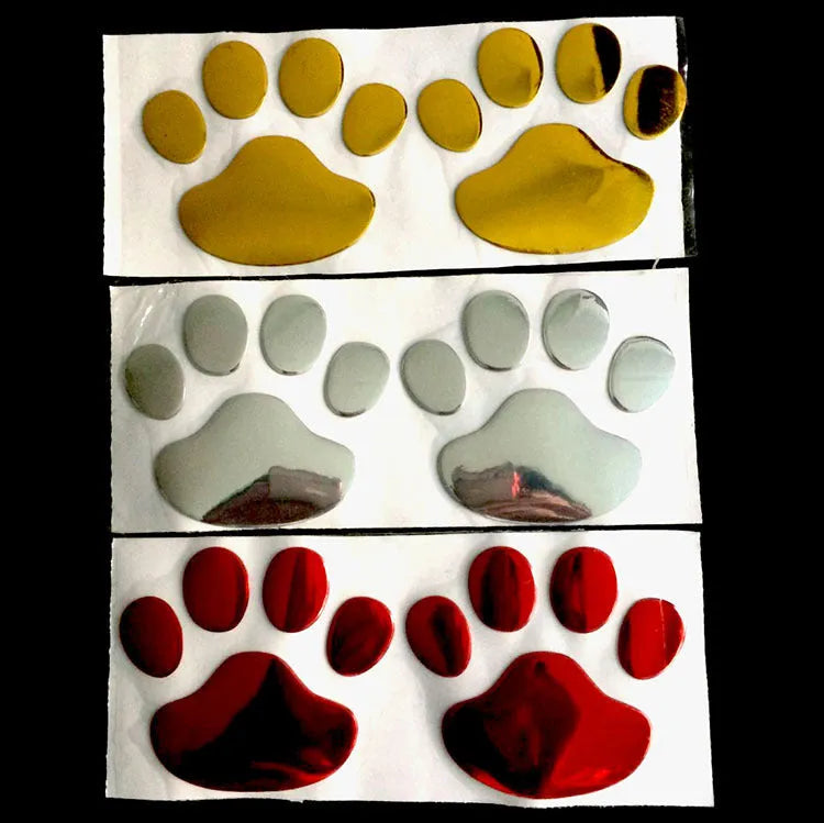 7cm long PVC car sticker with footprint design for bumper application in red, silver, gold or black colours