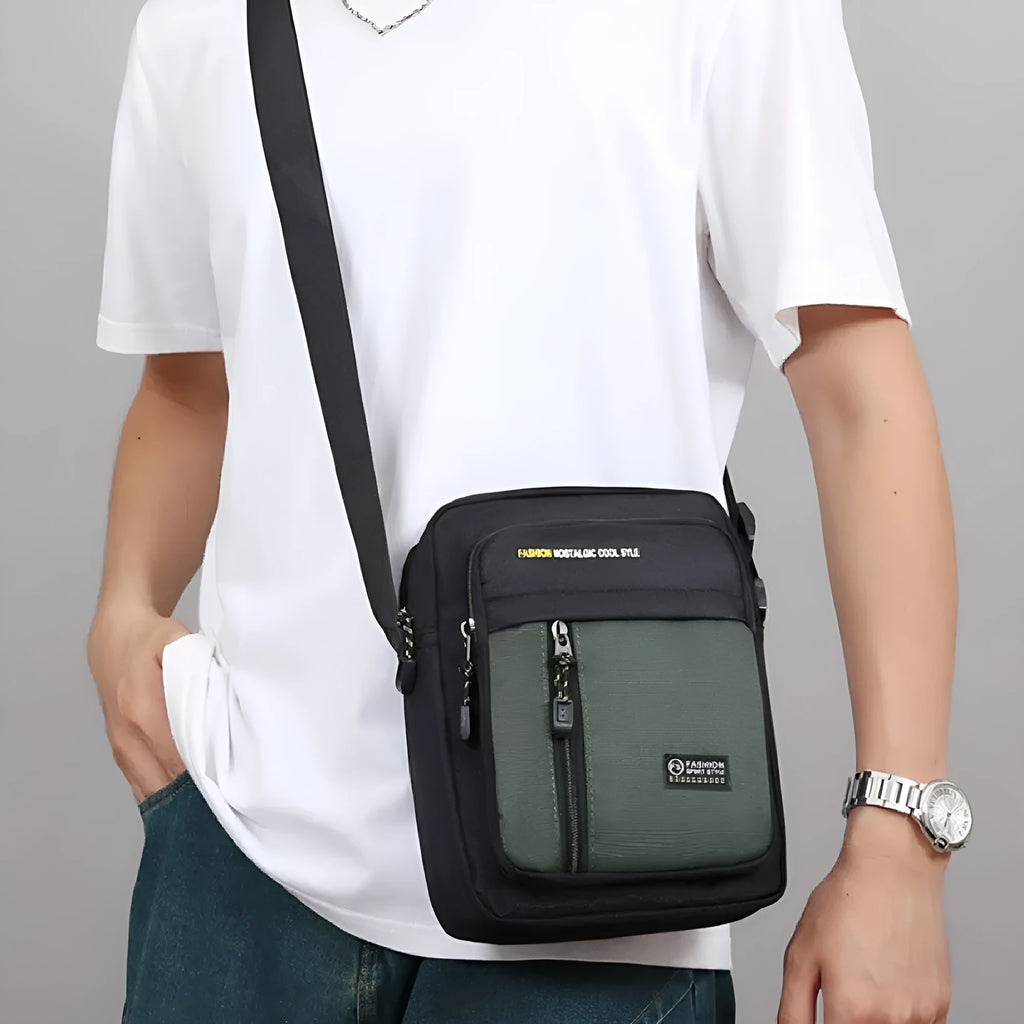 Men's casual nylon messenger bag in crossbody design available in four colour options