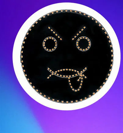 Car rear window LED expression light black with 145 orange LED beads showing smiley face pattern