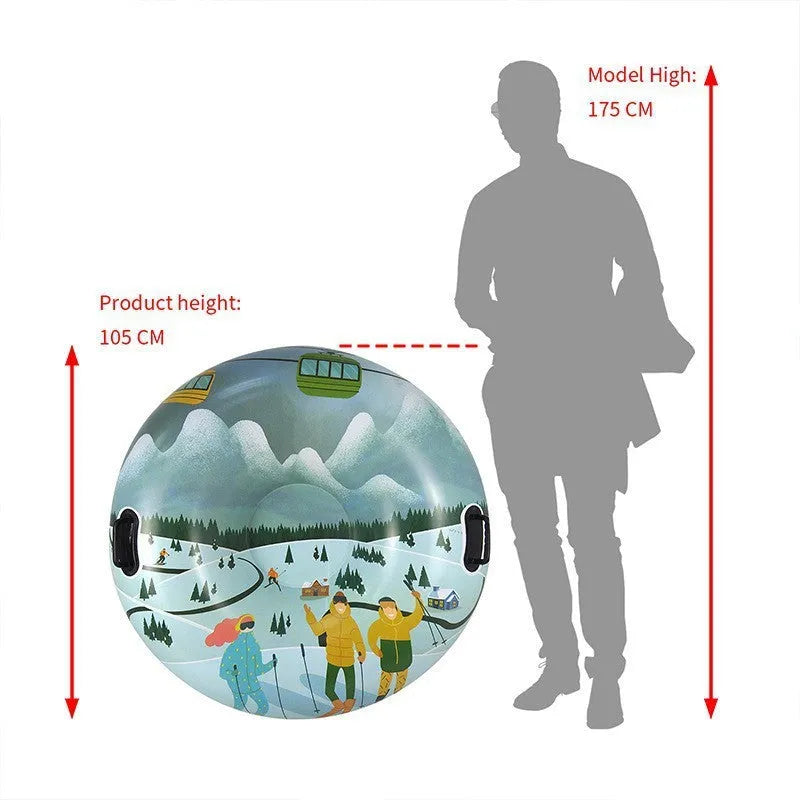 Outdoor PVC winter ski ring toy in printed design for snow play