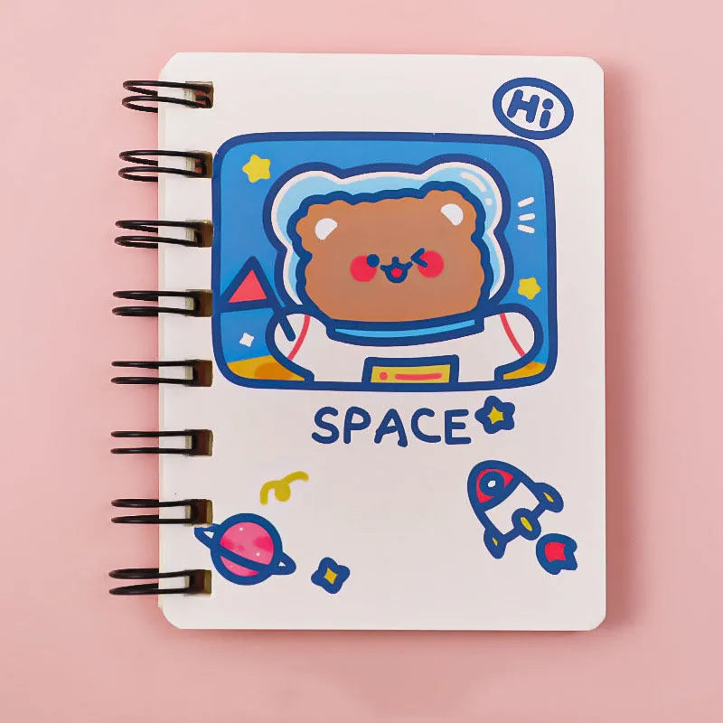 Astronaut series flipper notebook with compact 10.5x8cm size and space-themed cover designs