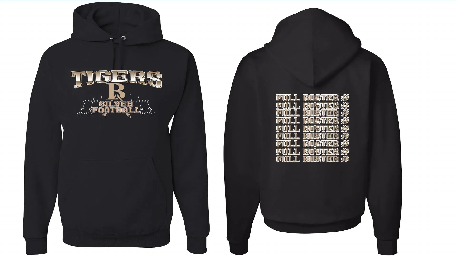 Black men's drop shoulder hoodie with long sleeves, shown on a model.