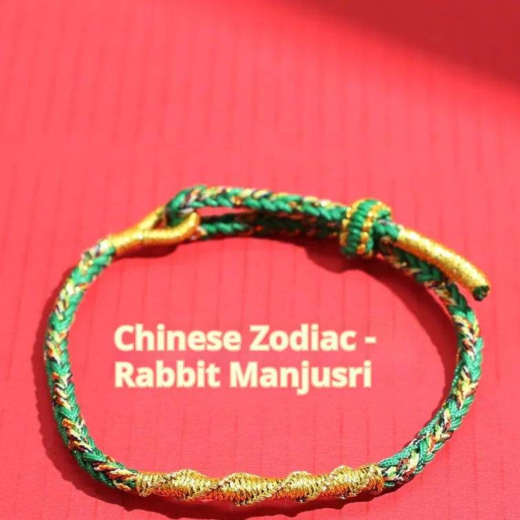 Hand-woven eight-strand guard strap bracelet in zodiac-themed colours with national tide style design