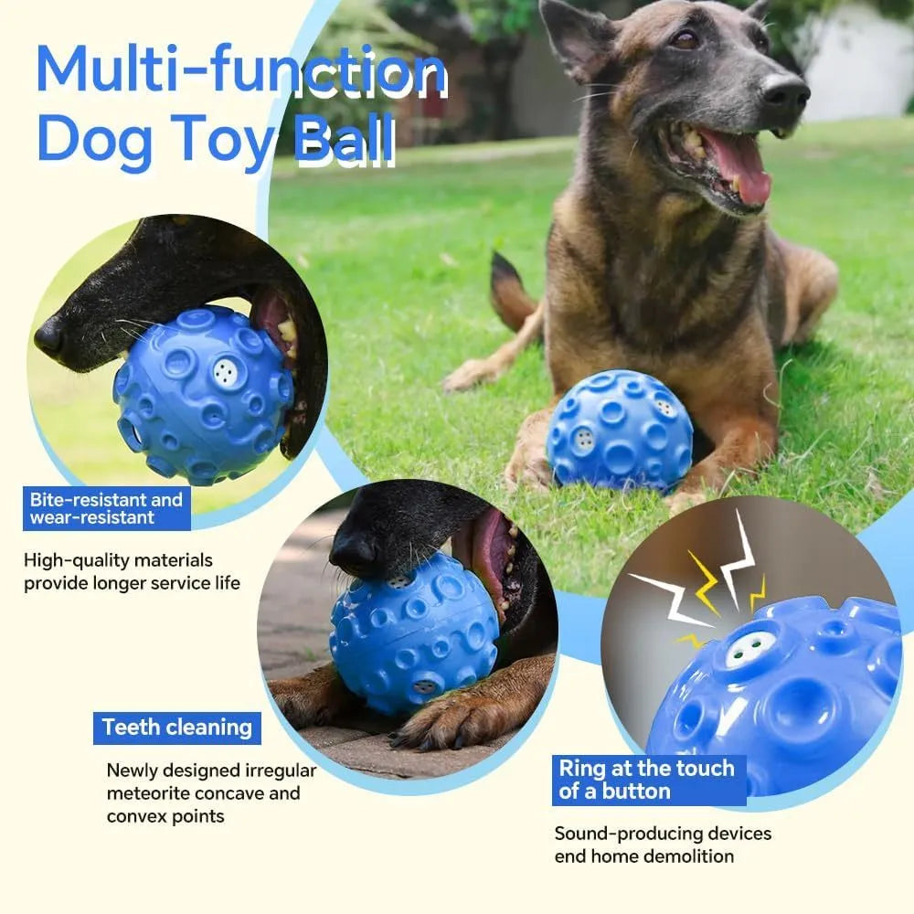 Durable dog chew toy ball with textured surface for teeth cleaning and anxiety relief
